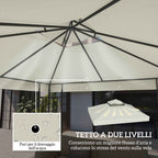 Outsunny 3x3m UPF30+ 2-Tier Garden Gazebo Cover in Light Grey Polyester