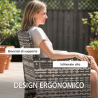 Outsunny Set of 2 Rattan Garden Chairs with Cushions and Armrests, Grey