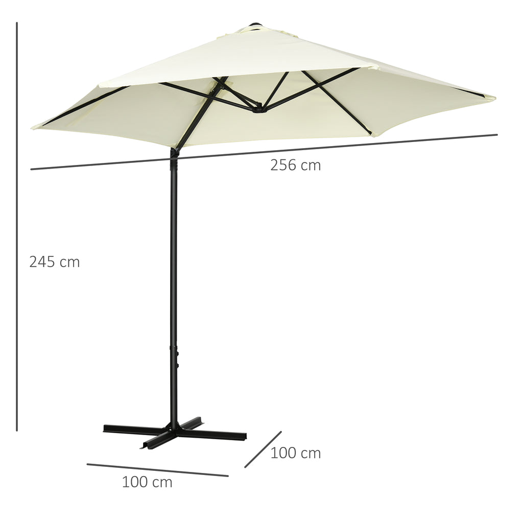 Cantilever Garden Umbrella 2.6x2.5 m with 360° Rotation and Crank, Beige