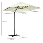 Cantilever Garden Umbrella 2.6x2.5 m with 360° Rotation and Crank, Beige