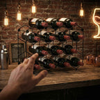 Honeycomb Geometric Design Wine Rack, Black