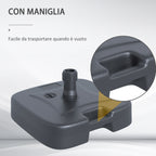 HDPE Garden Umbrella Base, Umbrella Base with Handle, Umbrella Stand with Ø38mm Poles, Fillable with 20kg of Water and 30kg of Sand, Black