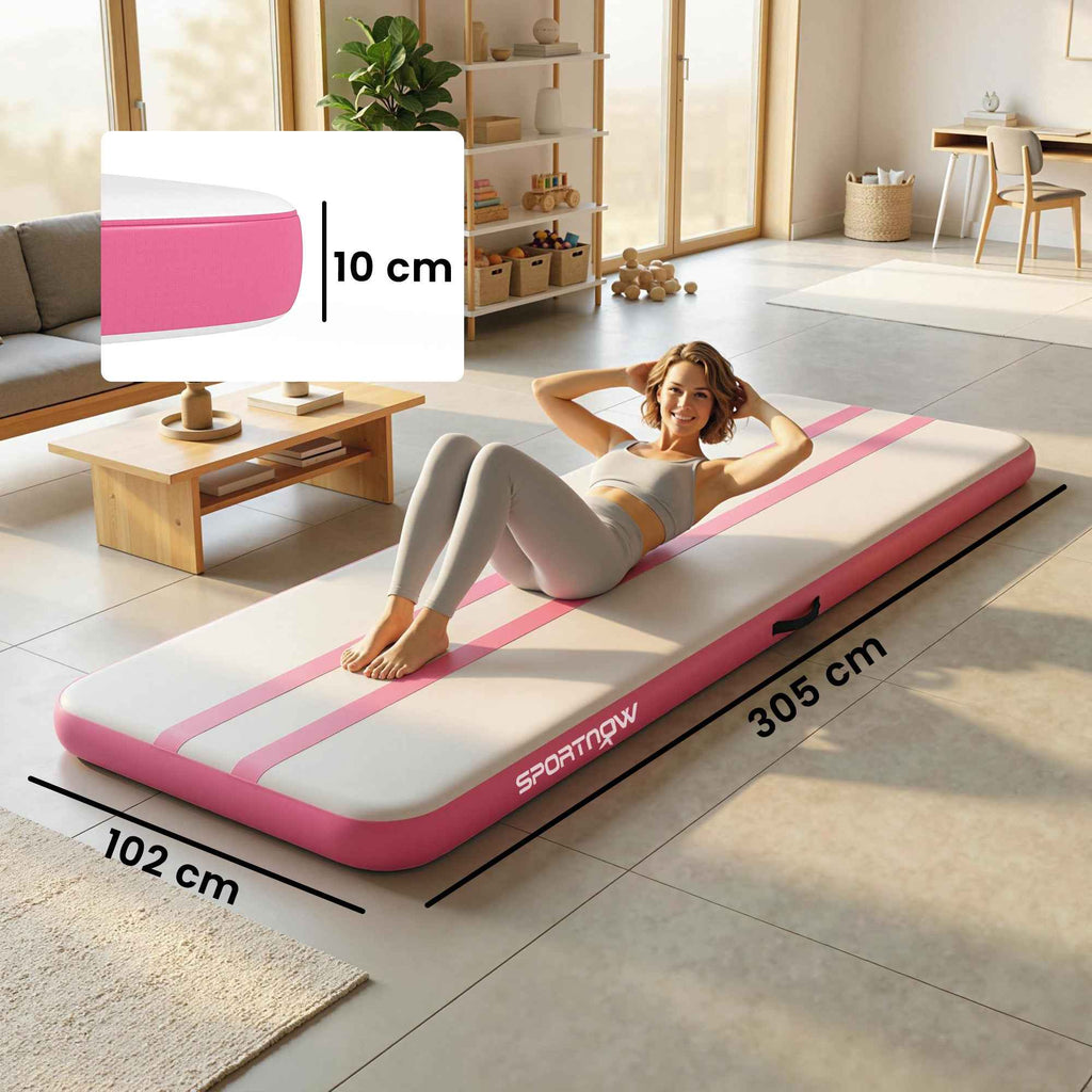 SPORTNOW Inflatable Gymnastics Mat, 3.05m with Electric Pump and Bag