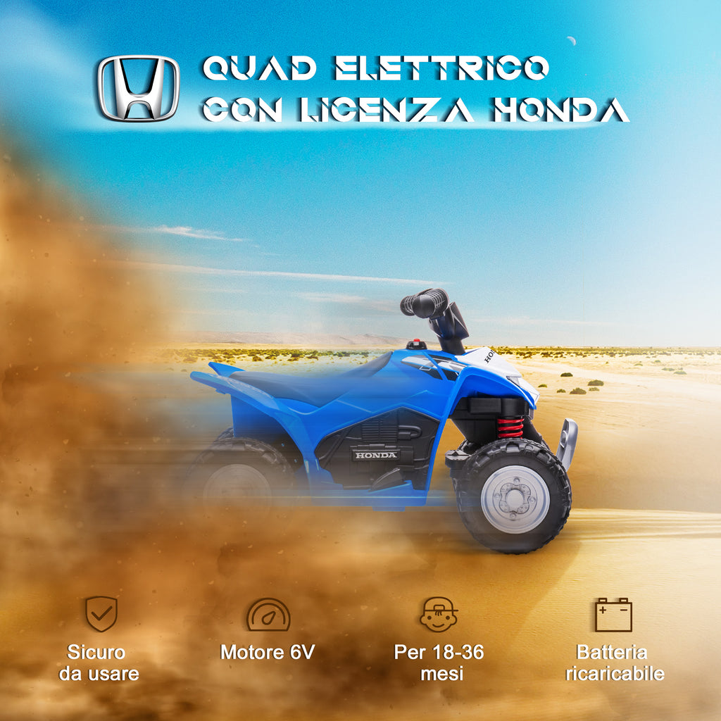 Electric Quad Bike for Children 18-36 Months with LED Lights, Horn and Pedals, 65.5x38.5x43.5 cm, Blue
