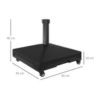 Umbrella Base with Wheels and Built-in Handle, in HDPE and Steel, 45x45x40 cm, Black
