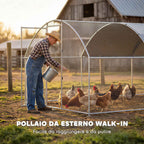 PawHut Outdoor Chicken Coop with Waterproof Roof and Lock, Galvanized Steel, 2.8 x 3.4 x 1.9 m, Silver