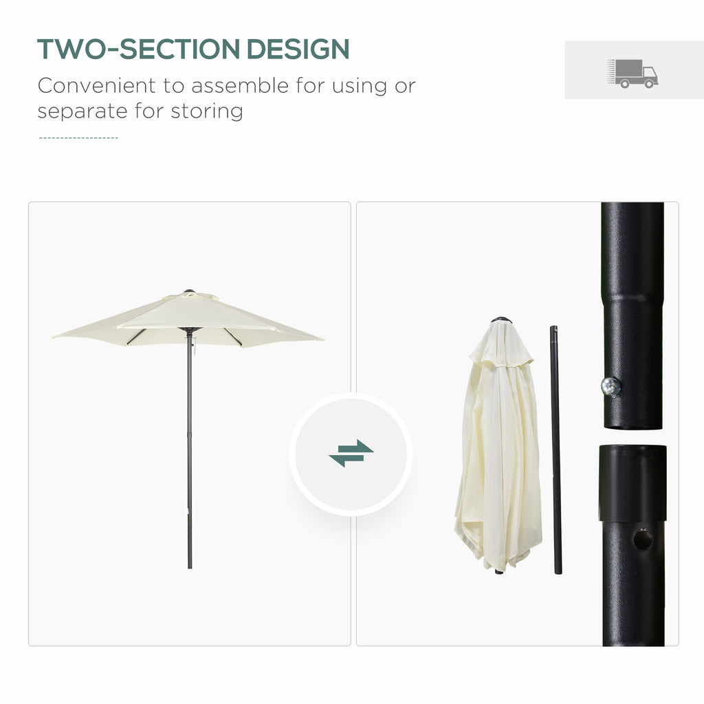 Outusnny Garden Umbrella 2x2m Round with Central Aluminum Pole, Beige - Borgè