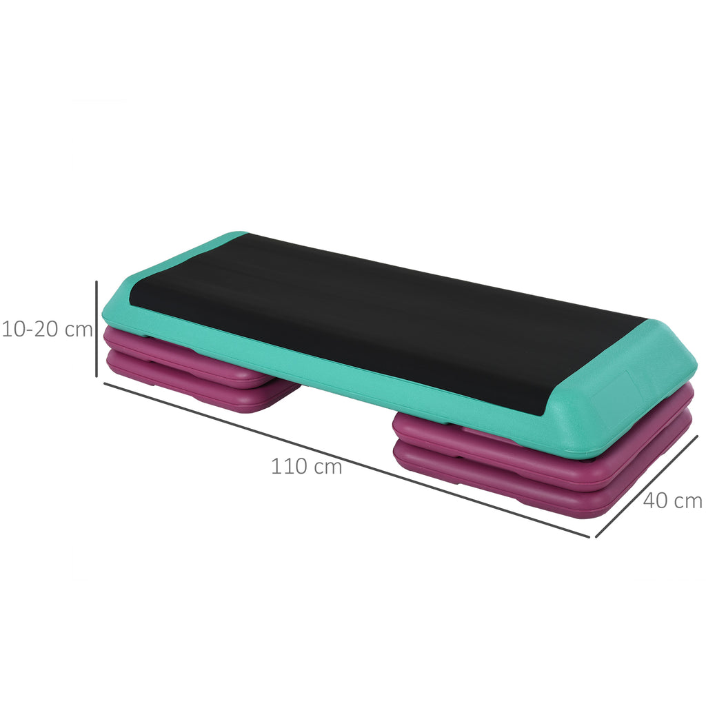 Non-Slip Aerobic Stepper Adjustable on 3 Levels, in Plastic and PP, 110x40x20 cm, Multicolor