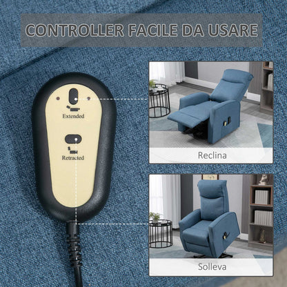 Lift Relax Chair with 8 Massage Points, 135° Reclining and 2 Remote Controls, Blue