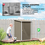 Outsunny Galvanized Steel Garden Shed with Door, 100x104x160 cm, Brown and White