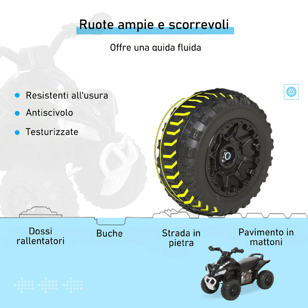 HOMCOM Mini Quad Bike for Children 18-36 Months, Manual Push with Built-in Music and Large PP and Metal Handle, Black