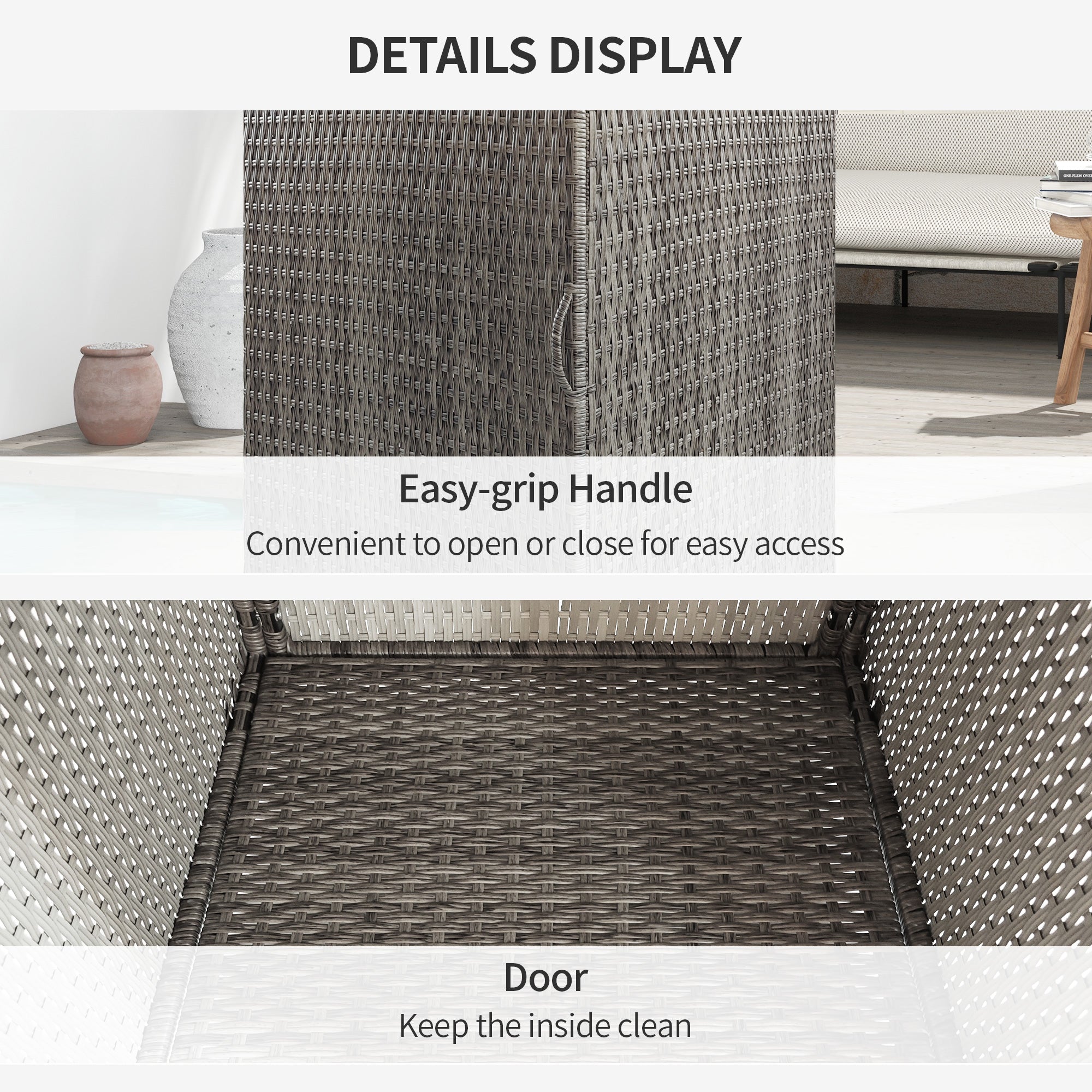 Outsunny garden wardrobe in Rattan pe with 2 rooms, 60x63x120cm, gray - Borgè