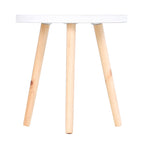 Round Coffee Table with Raised Edge, Wooden, Φ40x40.5cm - White and Gold