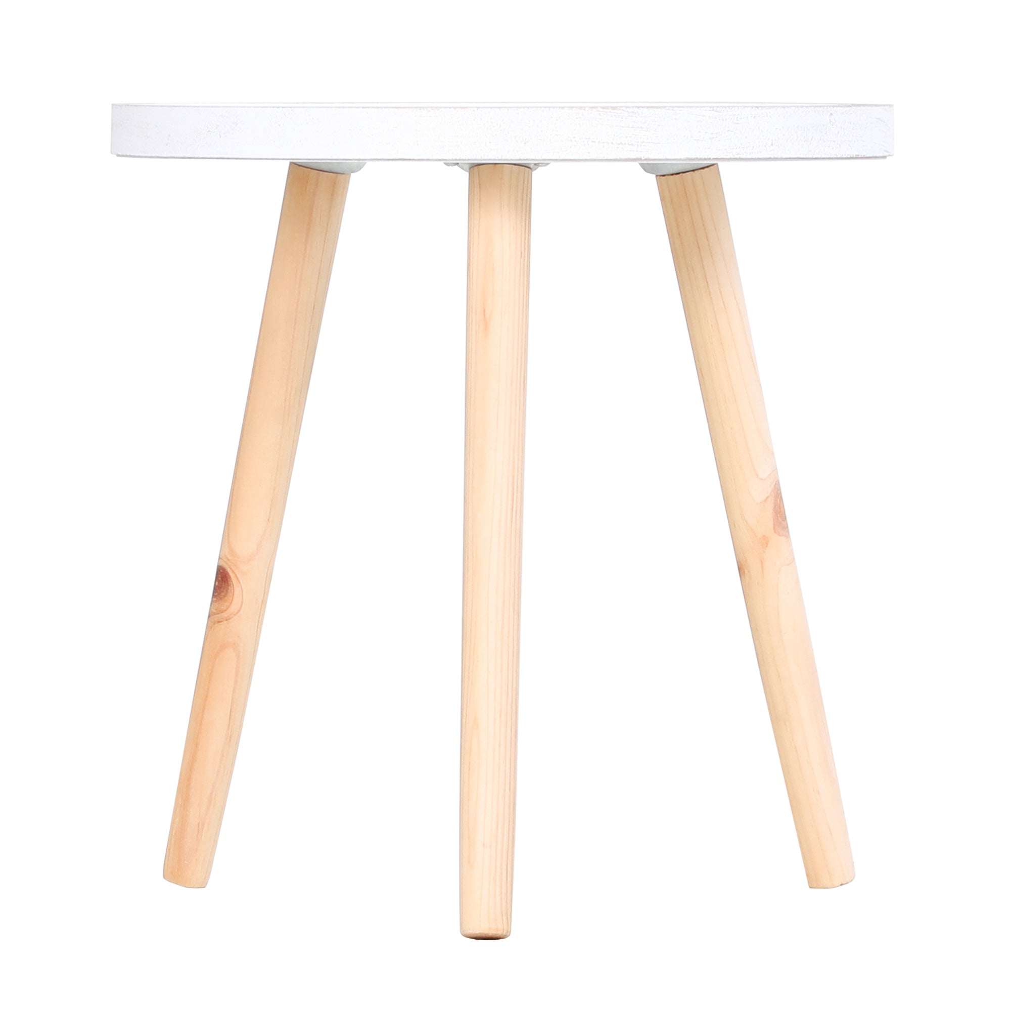 Round Coffee Table with Raised Edge, Wooden, Φ40x40.5cm - White and Gold