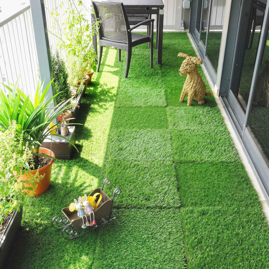 Outsunny 22 Pieces Synthetic Grass Mat, 30x30 cm, 25 mm Pile, Green