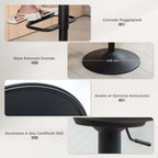 Set of 2 Height-Adjustable Bar Stools with Swivel Fabric Seat and Footrest, Beige