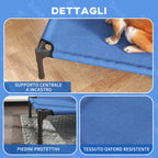 Foldable Raised Dog Bed for Indoor and Outdoor Use in Metal and Oxford Fabric, 76x61x18 cm, Blue