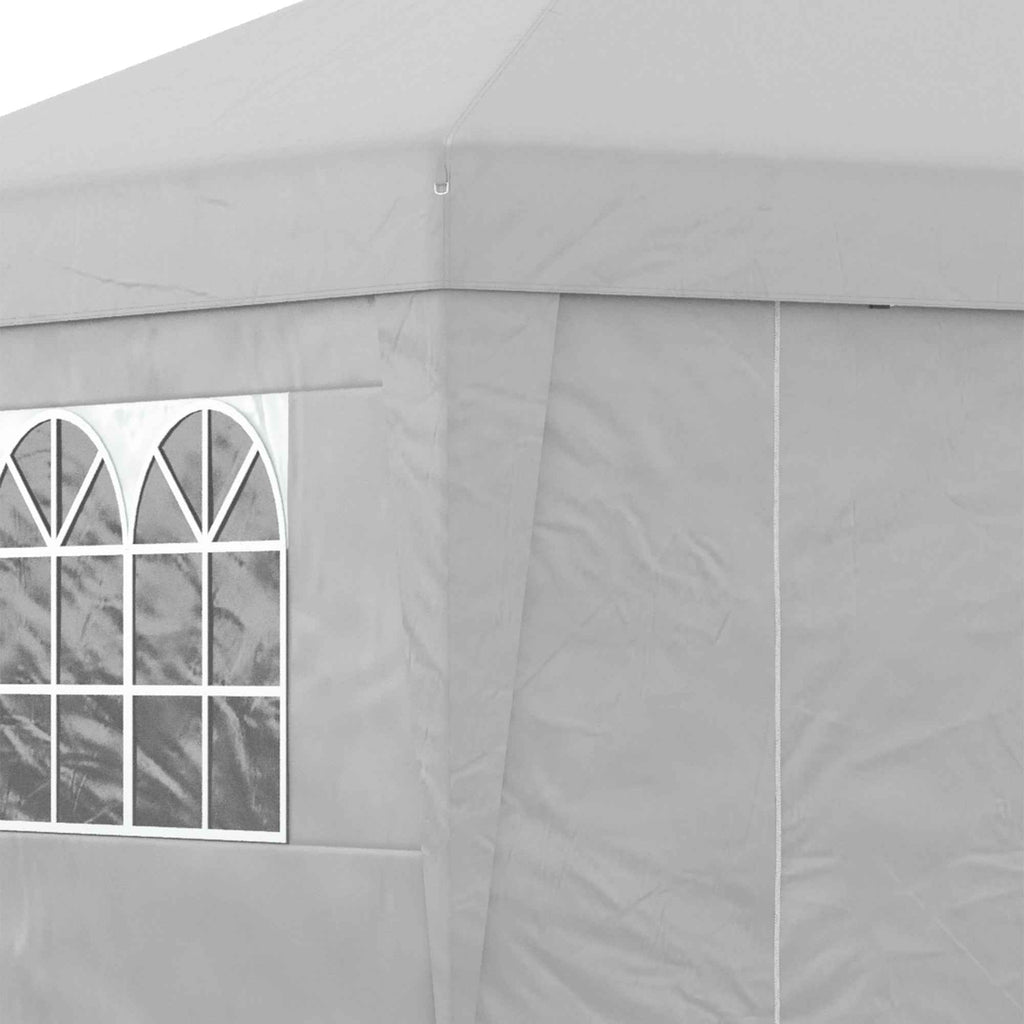 Outsunny 3x3 m Folding Gazebo with Adjustable Height and Windows, in Steel and Oxford Fabric, Light Grey