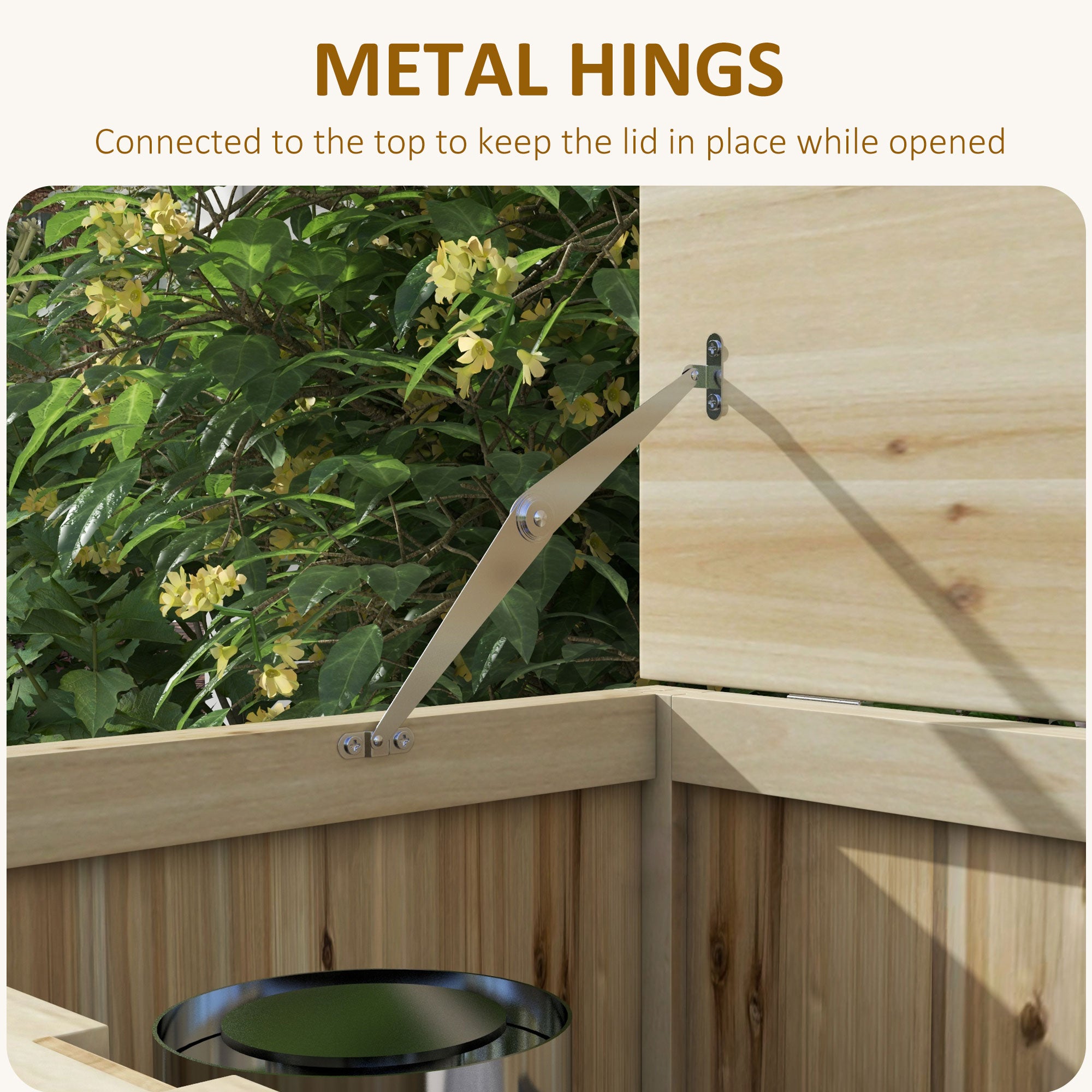 Outsunny Bench Garden container 172L in fir wood, 120x55x45cm, wood color - Borgè