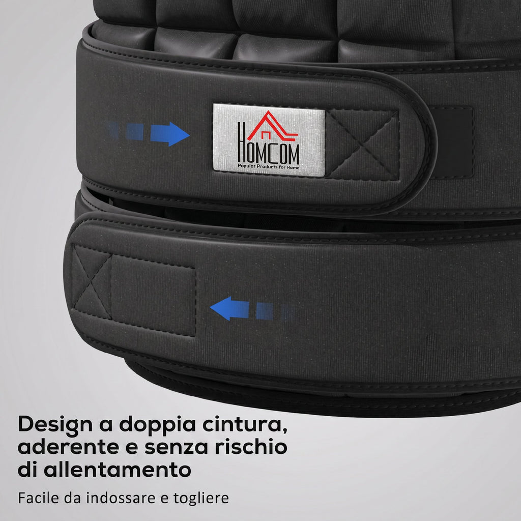 HOMCOM Unisex Weighted Vest 10kg, 38 Individual Weights, Padding, Velcro Closures, Black