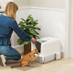 Enclosed Cat Litter Box with Steel Tray, Scoop and Filter Bags, PP, 40.5x60.5x41.5 cm, White and Silver