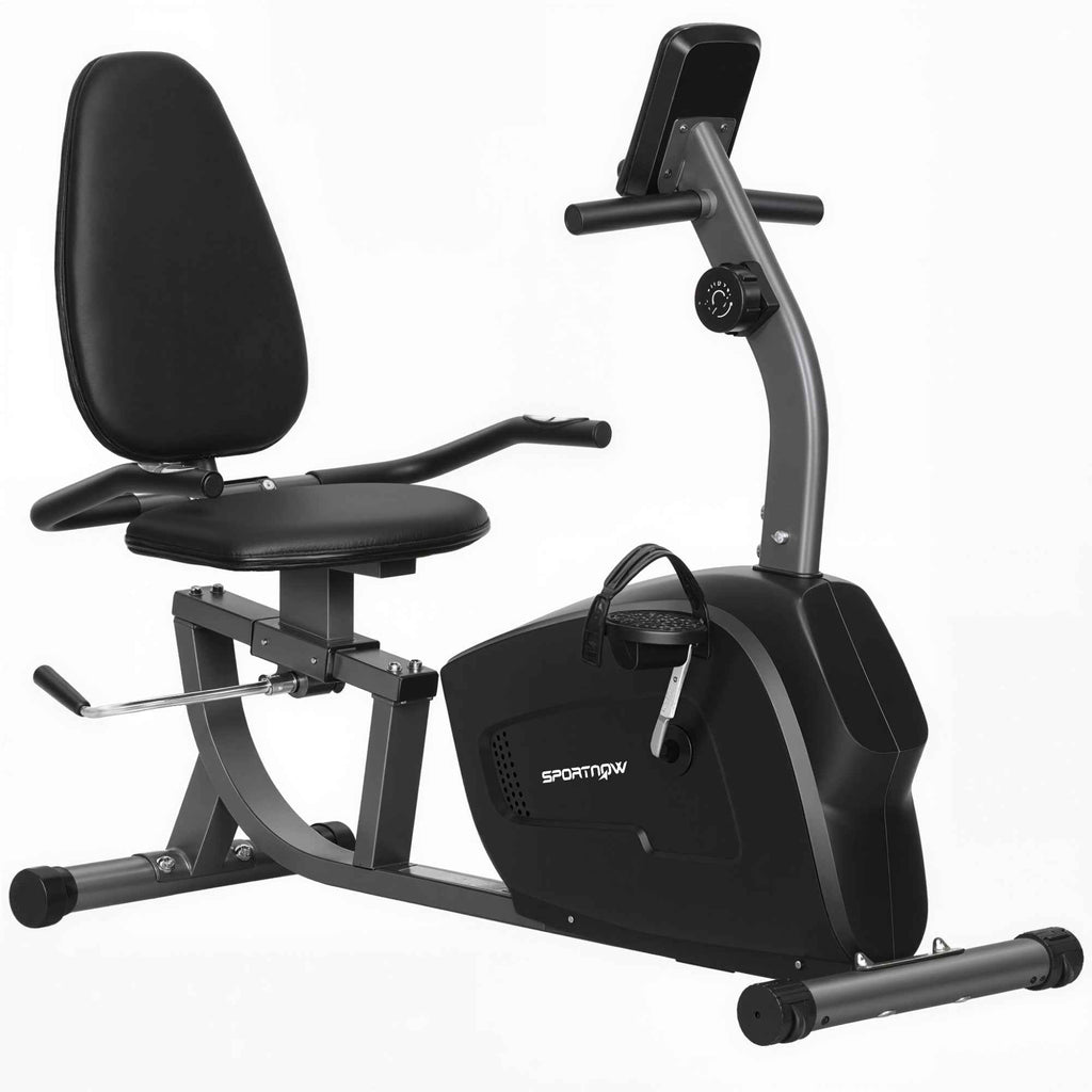 SPORTNOW Recumbent Home Exercise Bike with 8 Levels of Magnetic Resistance, Heart Rate Measurement, Adjustable Seat