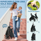 Baby Stroller with Adjustable Canopy and Storage Bag, 87x50x103 cm, Blue and Black