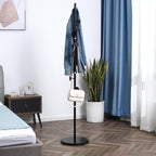 Coat Rack with 8 Hooks, Steel Frame with Marble Base, 35x35x170cm, Black