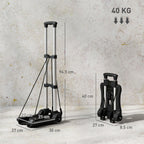 Folding Luggage Cart, 40 kg, with 2 Straps, Telescopic Handle, Aluminum and Plastic, Black