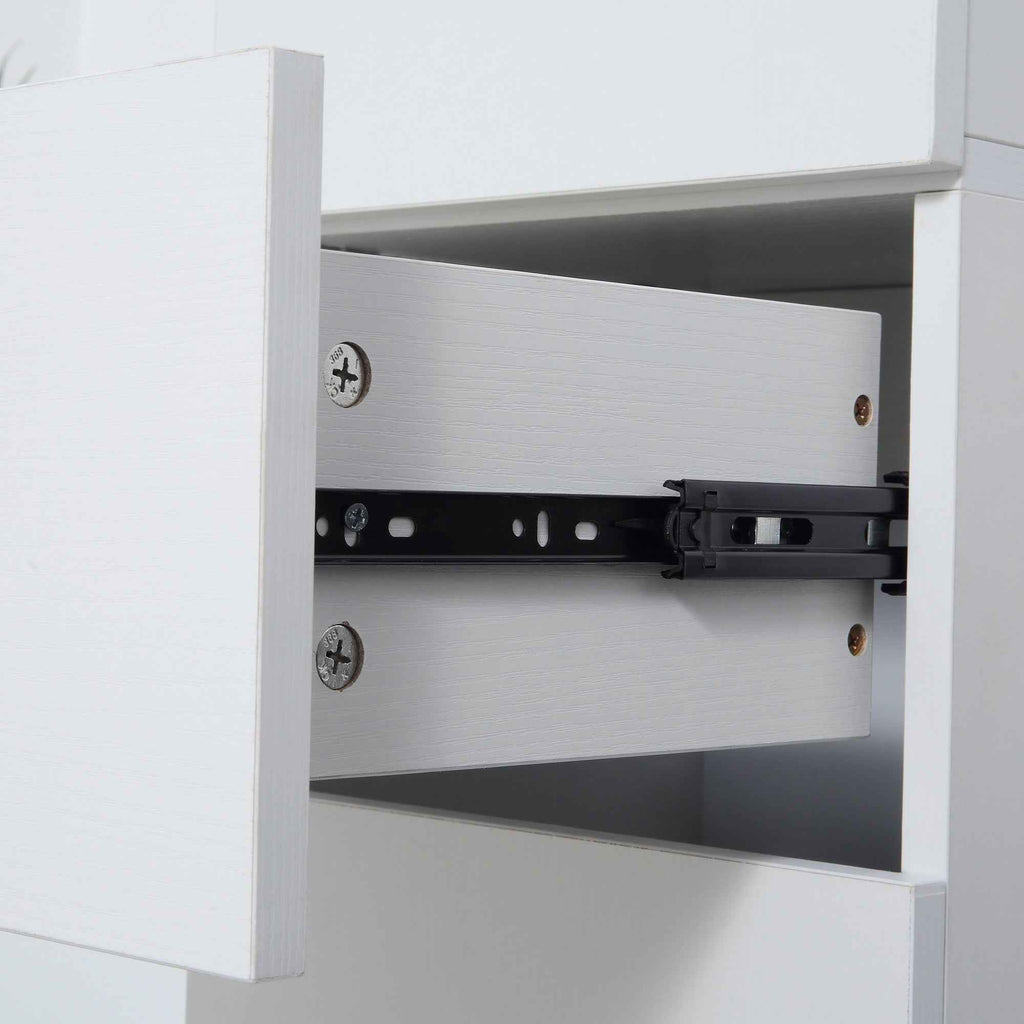 kleankin Bathroom Cabinet with Adjustable Shelf, 2 Closed Shelves and a Wooden Drawer, 30x28x180 cm, White