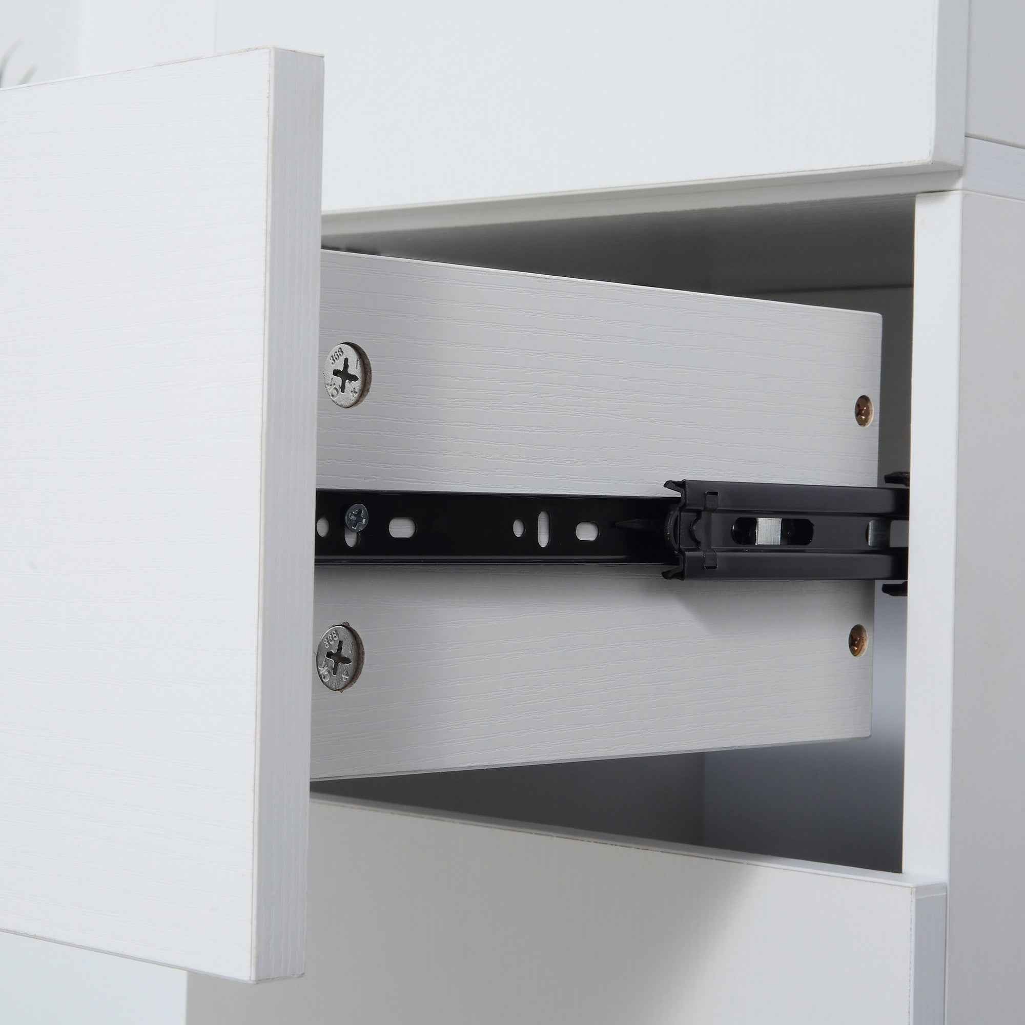 kleankin Bathroom Cabinet with Adjustable Shelf, 2 Closed Shelves and a Wooden Drawer, 30x28x180 cm, White