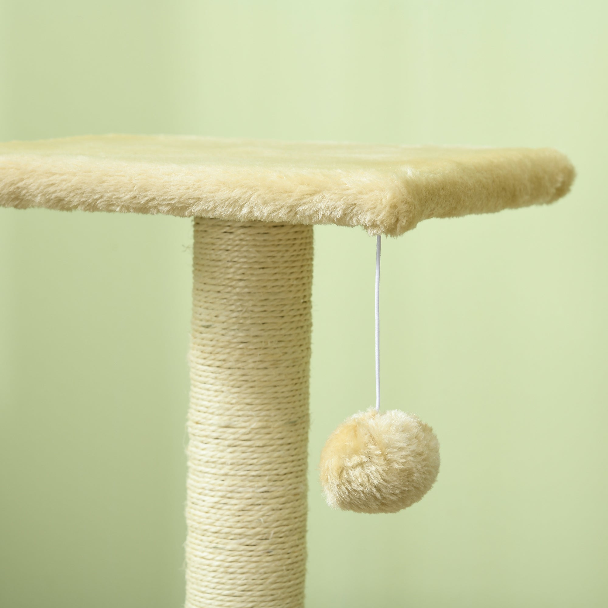 3-Tier Cat Tree with Scratching Post, Plush and Sisal, 40x35x72 cm, Cream