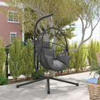 Outsunny Hanging Egg Chair with Padded Cushion and Folding Basket, 120x106x188 cm, Grey