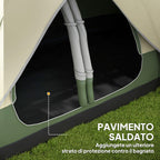 6 Person Camping Tent with 2 Separate Rooms, Polyester and Fiberglass, 450x215x180 cm, Dark Green