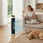 80cm 70° Oscillating Floor Tower Fan, Black and White