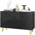 HOMCOM Storage Unit with 2 Cabinets and Adjustable Shelf, in Chipboard and Metal, 120x40x75 cm, Black and Gold - Borgè