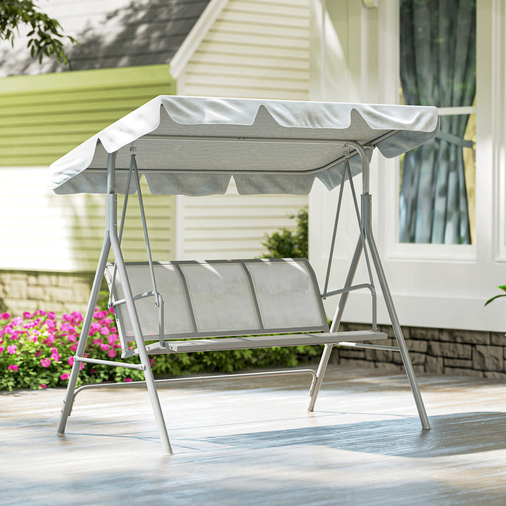 Outsunny 3-Seater Garden Swing with Removable Sun Canopy, 171x108x154 cm, Light Grey