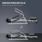 Folding Rowing Machine, 4 Resistance Levels and Display, Steel and ABS, 129x70x70 cm - Borge' Group Limited
