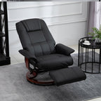 Manually Reclining Relaxing Chair up to 145° with Footrest and Faux Leather Upholstery, Black