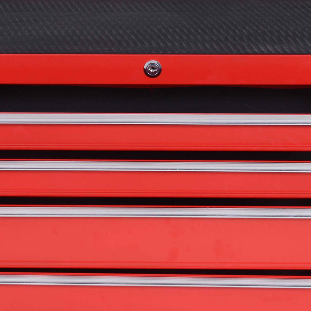 DURHAND Tool Cart with 7 Drawers, EVA Mats, Lock and 2 Keys, Wheels with Brakes, Handle, Red