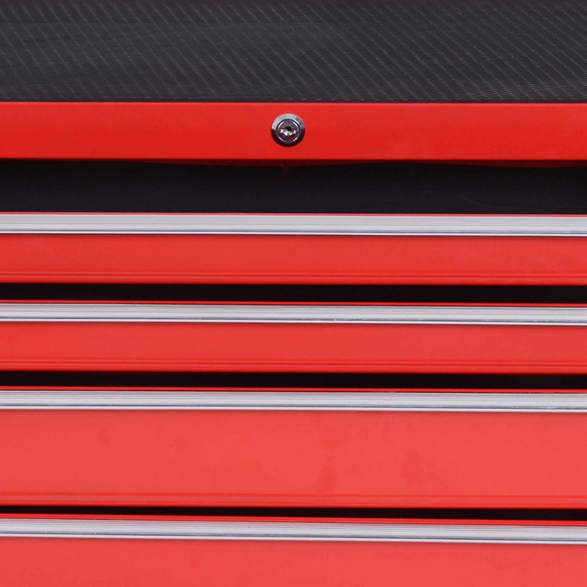 DURHAND Tool Cart with 7 Drawers, EVA Mats, Lock and 2 Keys, Wheels with Brakes, Handle, Red