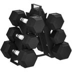 SPORTNOW Gym Dumbbell Set with Metal Stand and Non-Slip Grip, 2x4kg, 2x6kg, 2x8kg, Black