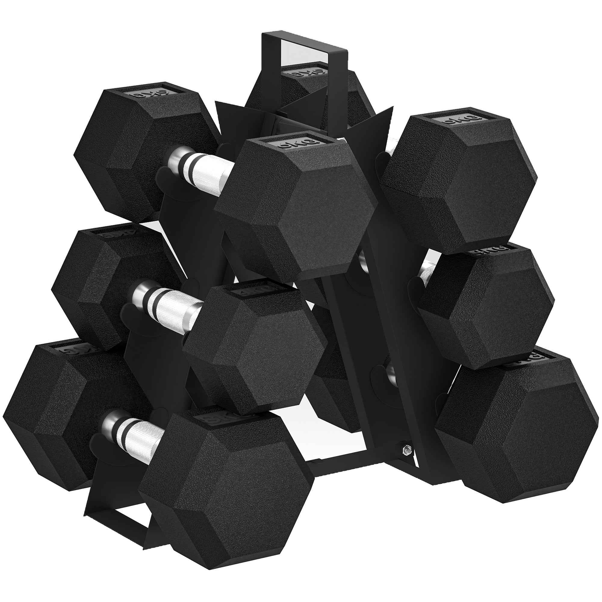 SPORTNOW Gym Dumbbell Set with Metal Stand and Non-Slip Grip, 2x4kg, 2x6kg, 2x8kg, Black