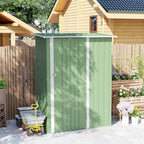 Outsunny Metal Tool Shed with Sloped Roof and Lockable Door, 142x86x189 cm, Light Green