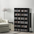 CD Cabinet with Adjustable Shelves for 456 CDs or 336 DVDs, 24 Compartments, 89x20x130.5 cm, Black