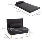 3 in 1 armchair bed with reclining backrest in 6 positions in fabric, 94x78x80 cm, Black
