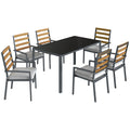 Outsunny 7-Piece Garden Dining Set with Table and 6 Chairs, Black