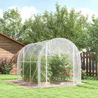 Outsunny 2x3x2 m Tunnel Greenhouse with Roller Doors, Steel Frame and Anti-UV PE Cover, Transparent