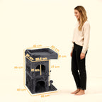 Cat Tower for Cats up to 7 kg with 2 Houses and Bed, Sisal Pole and Plush Cover, Dark Grey
