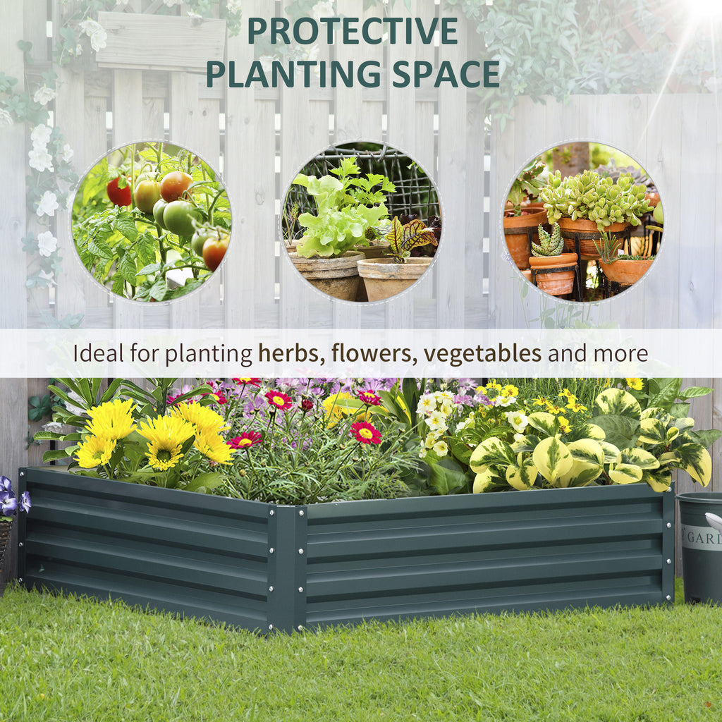 Open Bottom Raised Garden Bed with Covering, in Galvanized Steel, 120x120x30 cm, Green - Borgè